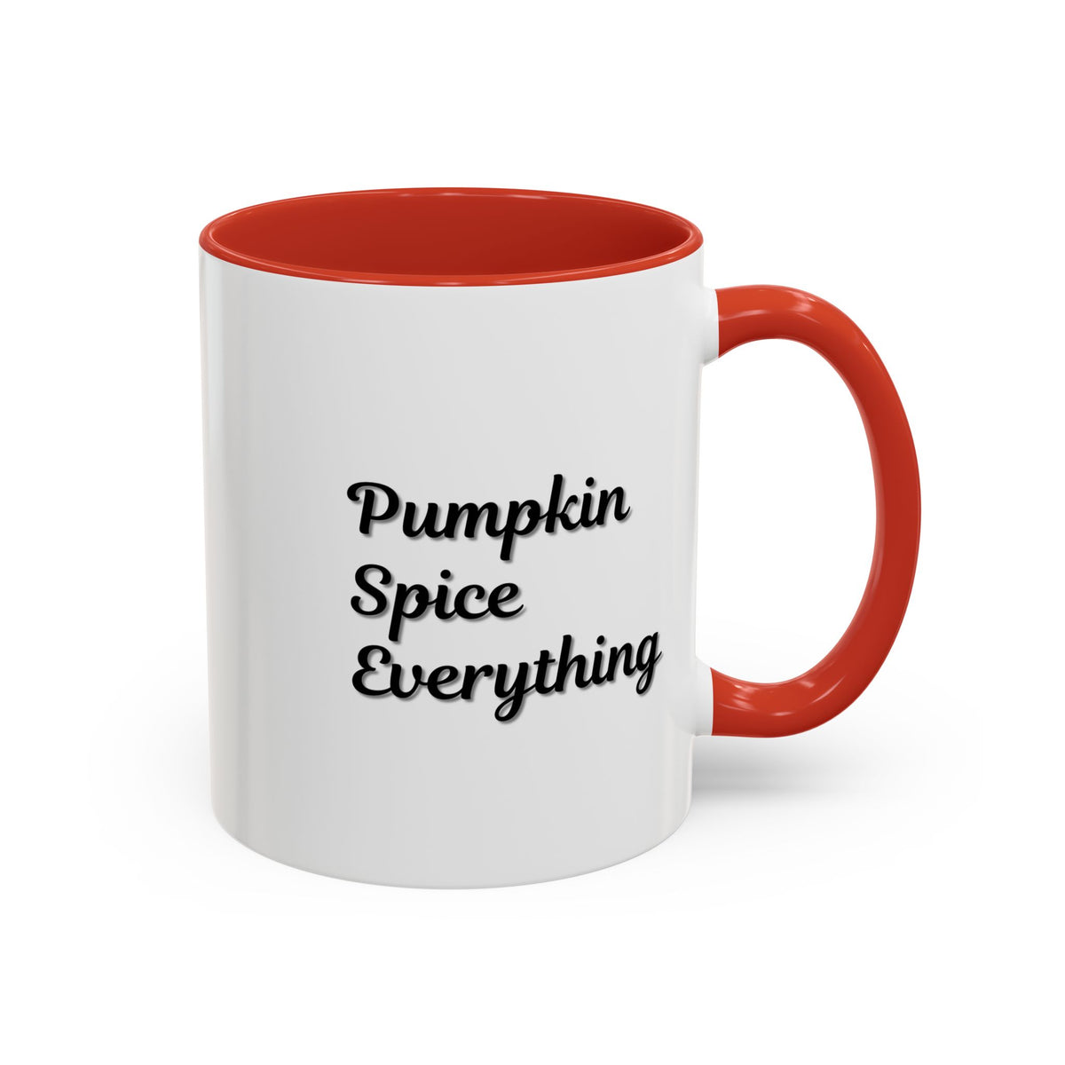 Pumpkin Spice Everything accent coffee mug by Printify with fall-themed design, 11oz or 15oz size, featuring seasonal orange and brown decor.