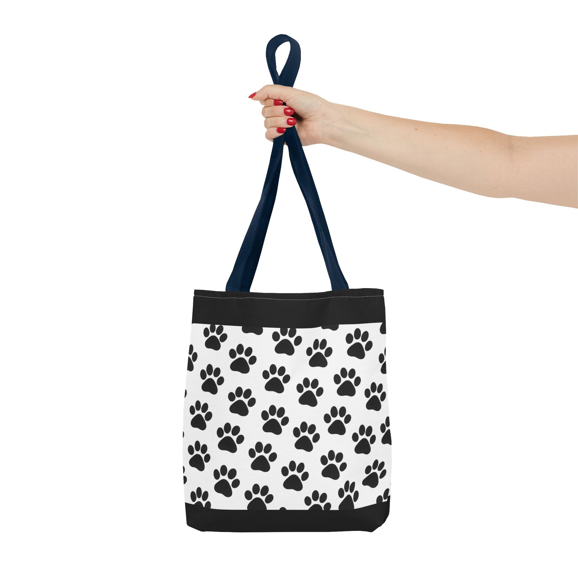 Eco-friendly tote bag with paw print design, perfect for dog and cat lovers, made by Printify.