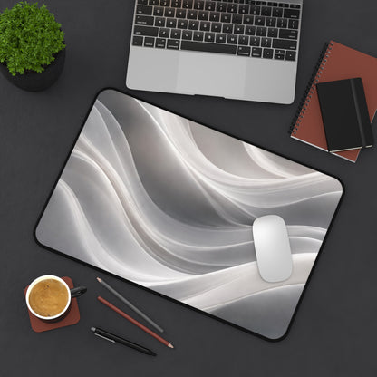 Neutral Abstract Waves Desk Mat | Gray Marble Swirl Surface