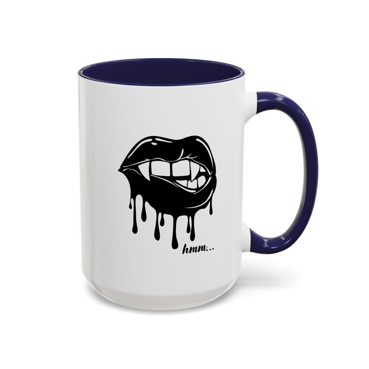 Black Dripping Lips accent coffee mug with bite graphic, available in 11oz or 15oz, by Printify.