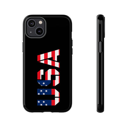 USA Phone Case with American flag design, durable Printify patriotic tough phone case for smartphones.