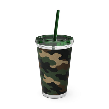Stylish Camo Tumbler, 16oz Cup with Straw, Perfect for Outdoor Adventures, Gifts for Him, Travel Mug, Eco-friendly Drinkware, Camping - TRV