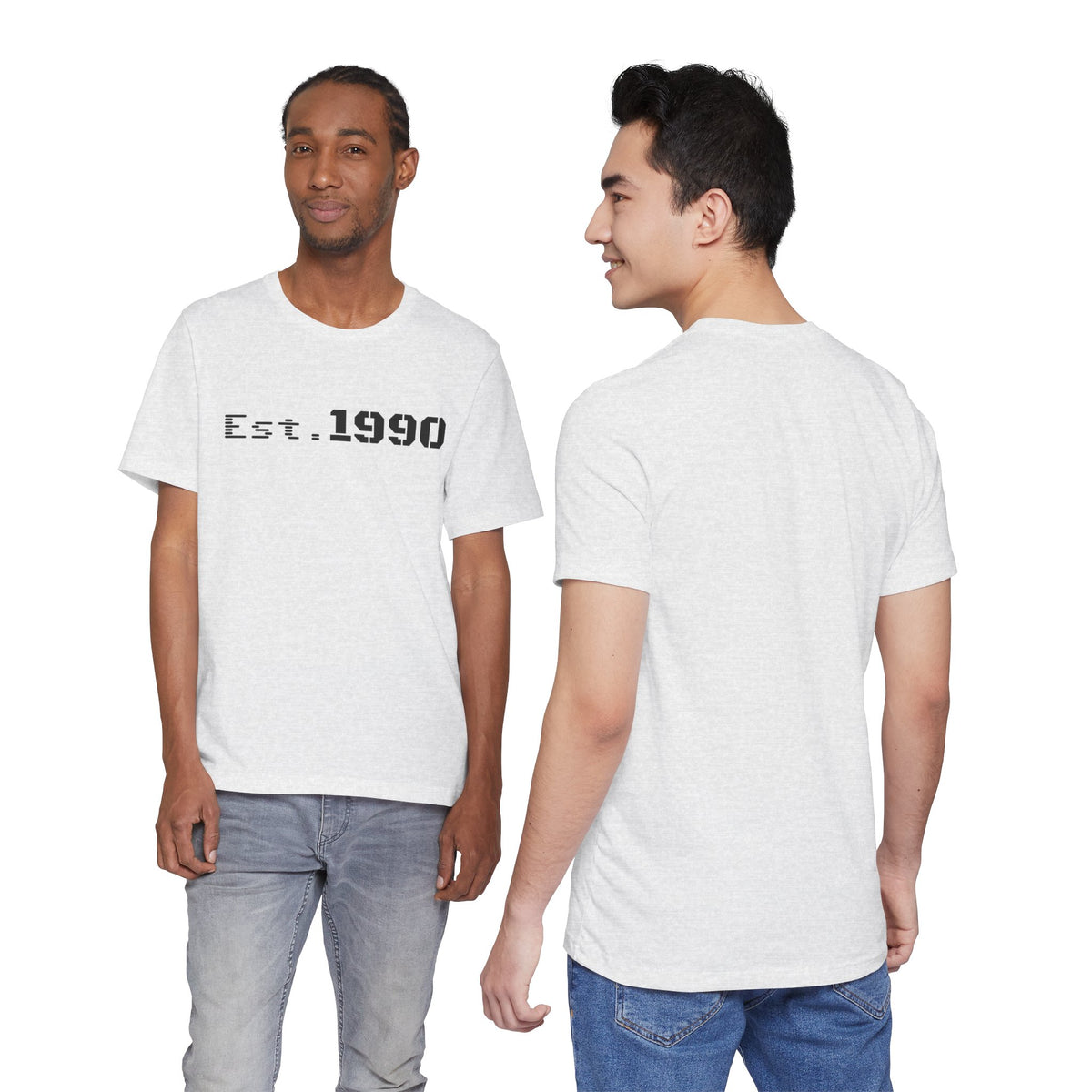 Vintage style Est. 1990 T-Shirt by Printify featuring a classic birth year design on a casual tee.