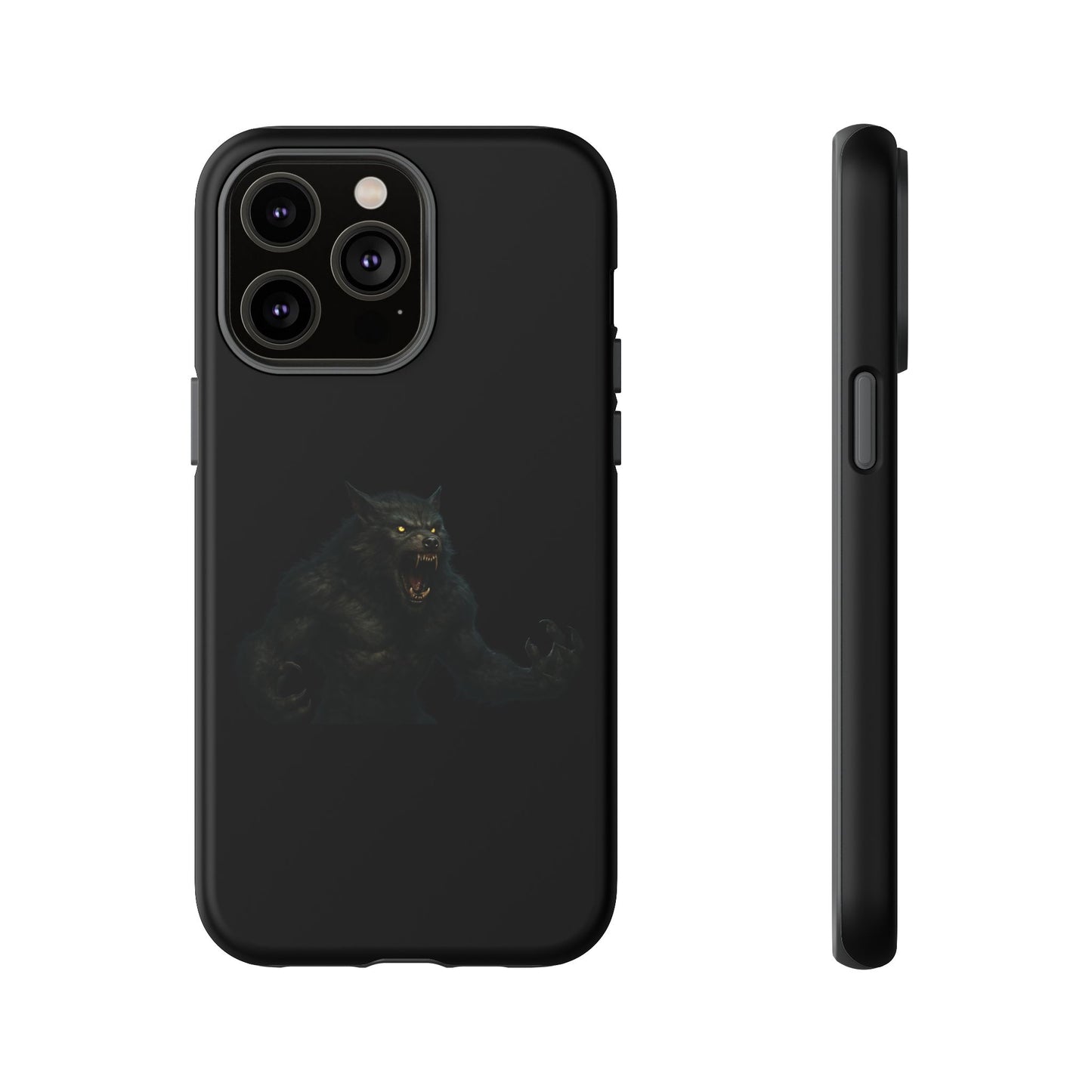 Werewolf phone case with dark monster graphic, tough protective design for smartphones, by Printify.