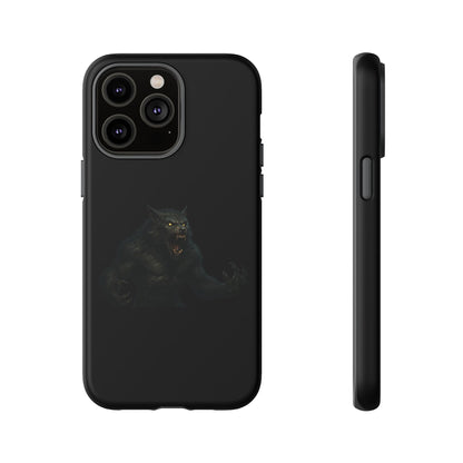 Werewolf phone case with dark monster graphic, tough protective design for smartphones, by Printify.