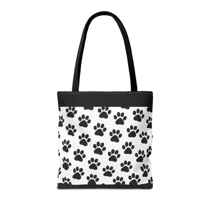 Eco-friendly tote bag with paw print design, perfect for dog and cat lovers, made by Printify.