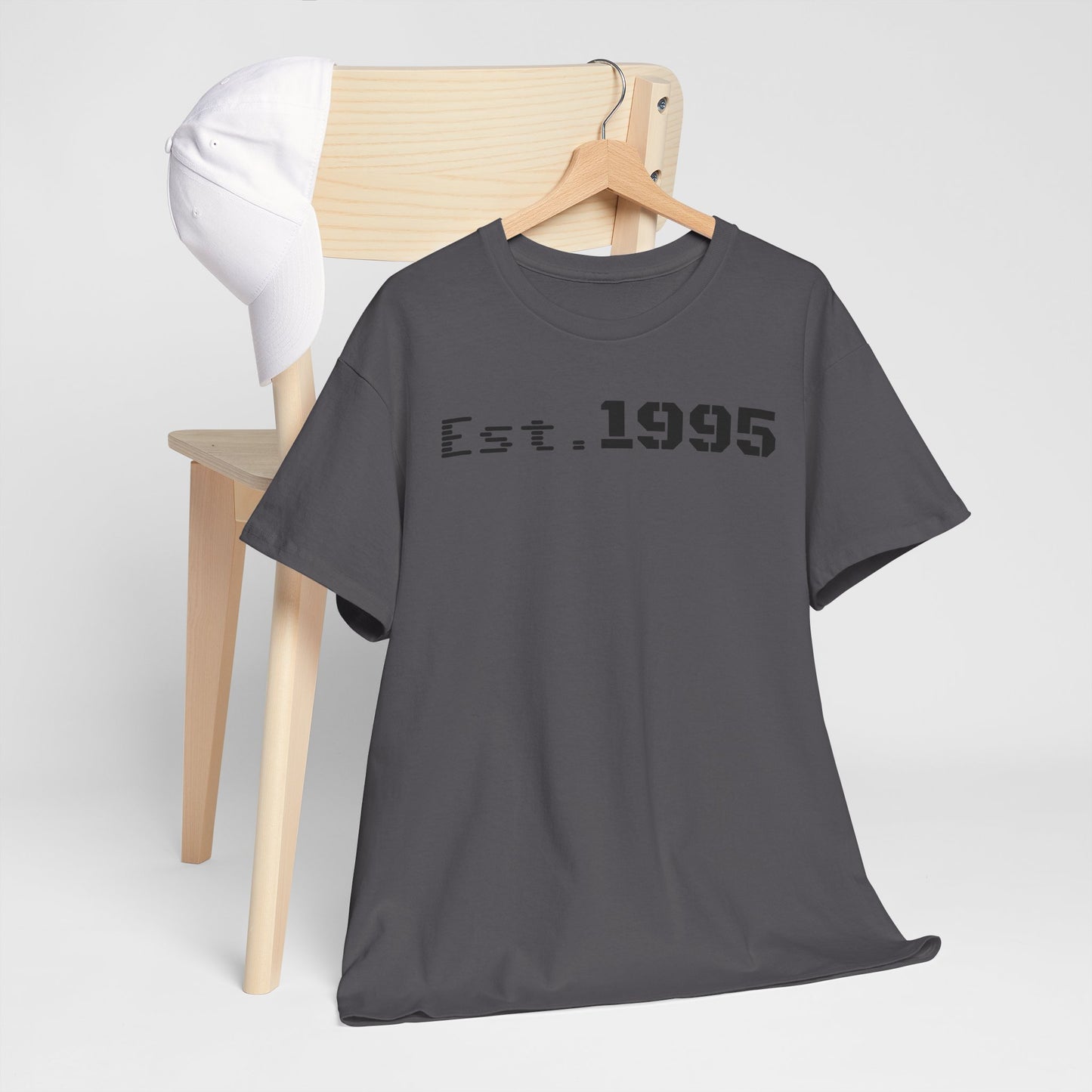 Unisex Heavy Cotton Tee - Est. 1995, Vintage Birthday Gift, Customizable Tee, Retro Unisex Shirt, Casual Everyday Wear