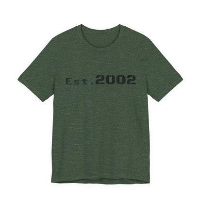 Vintage Est. 2002 T-Shirt by Printify featuring a classic anniversary design on a casual cotton tee.