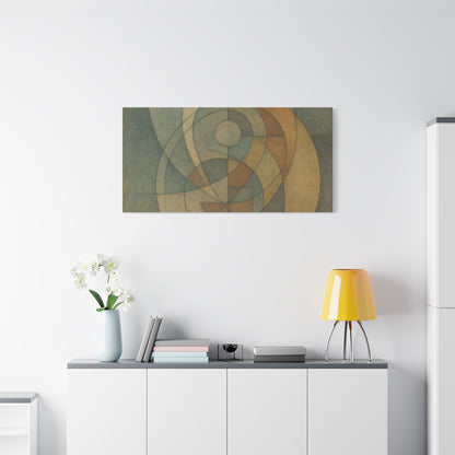 Abstract geometric circles on matte canvas print by Printify, featuring modern circular shapes in vibrant colors.