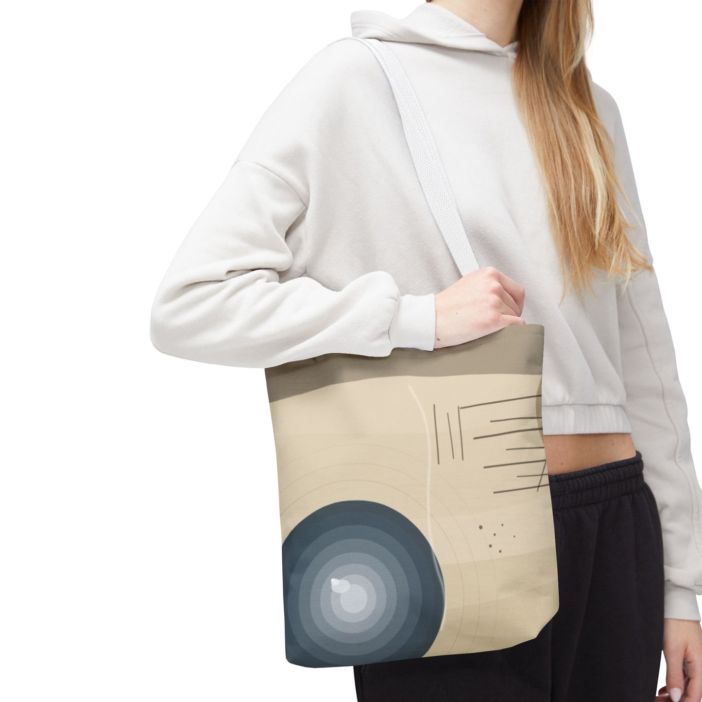 Abstract Neutral Waves Tote Bag | Geometric Circle Pattern
