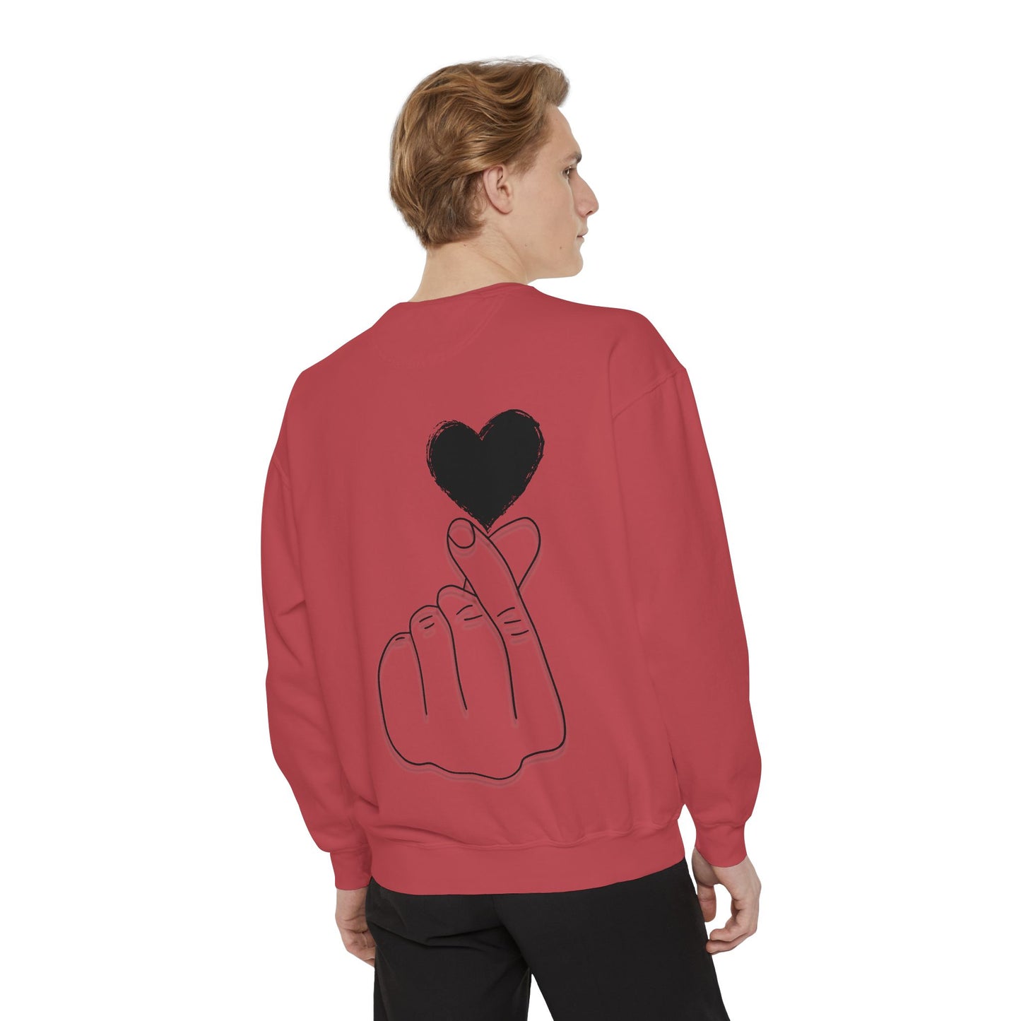 Unisex Garment-Dyed Sweatshirt with Heart Design - Cozy & Stylish