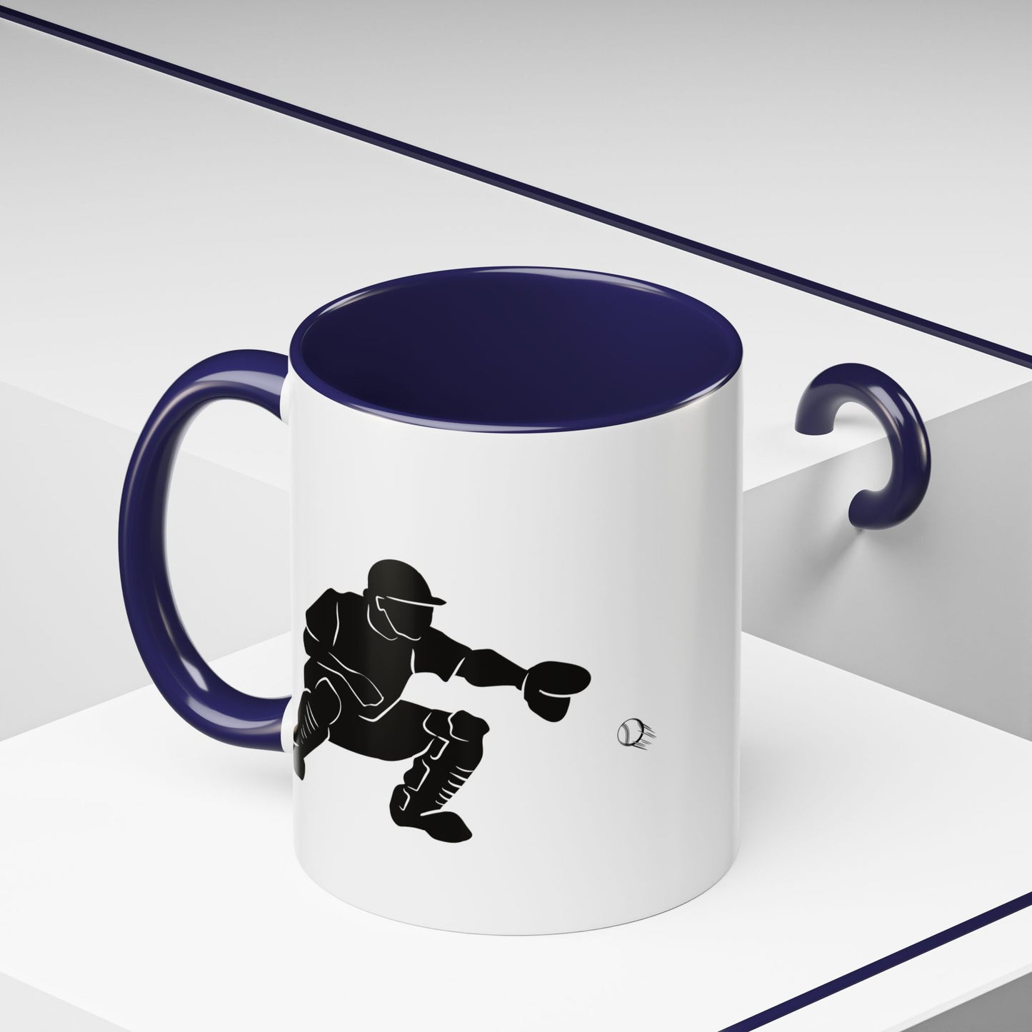 Baseball Catcher Coffee Mug, Sports Gift for Coaches, Black Accent Mug for Fans, Perfect for Birthdays & Celebrations, Unique Cup - TRV
