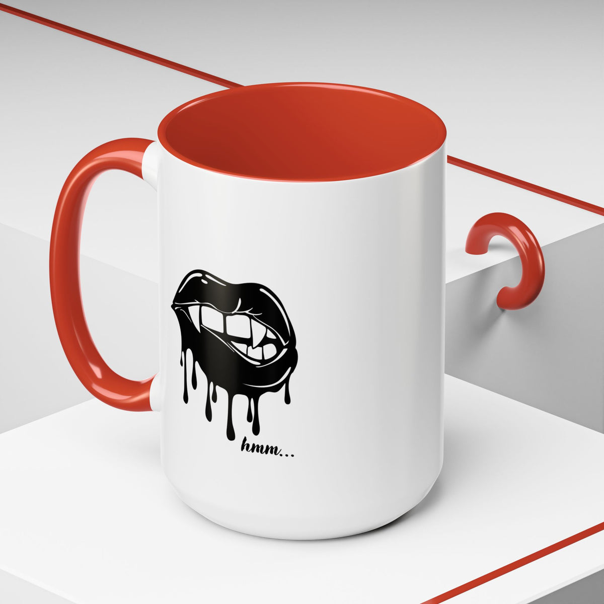 Black drip design coffee mug by Printify, 11oz or 15oz size, featuring a stylish dripping accent pattern on ceramic surface.