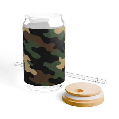 Camouflage Sipper Glass | 16oz Eco-Friendly Drinkware, Perfect for Outdoor Adventures, Camping, Parties, and Unique Gifts
