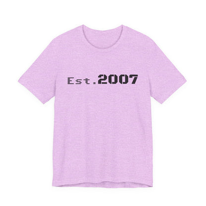 Vintage Est. 2007 T-shirt by Printify featuring a classic design with the established year text on soft cotton fabric.