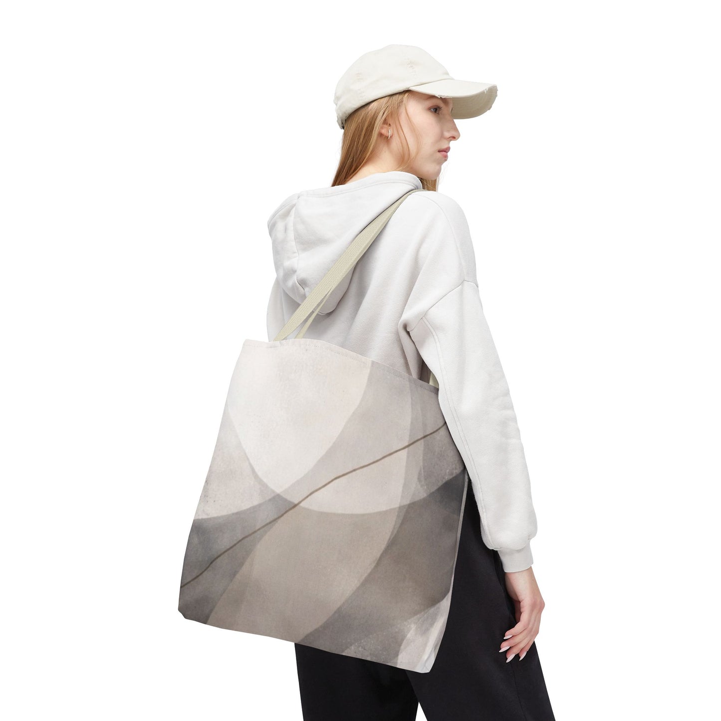Neutral Abstract Watercolor Waves Tote Bag | All-Over Print