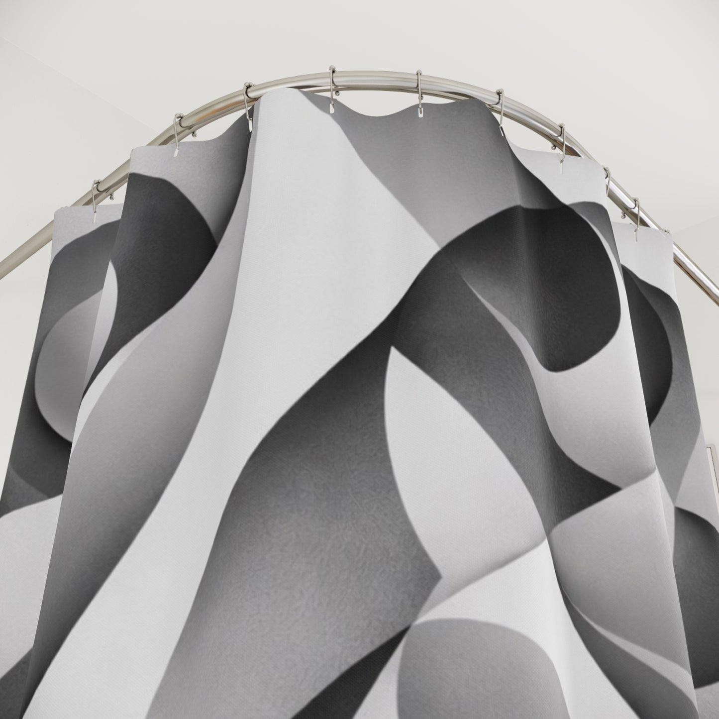 Abstract Monochrome Geometric Shower Curtain | Black White Curves
