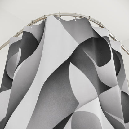 Abstract Monochrome Geometric Shower Curtain | Black White Curves