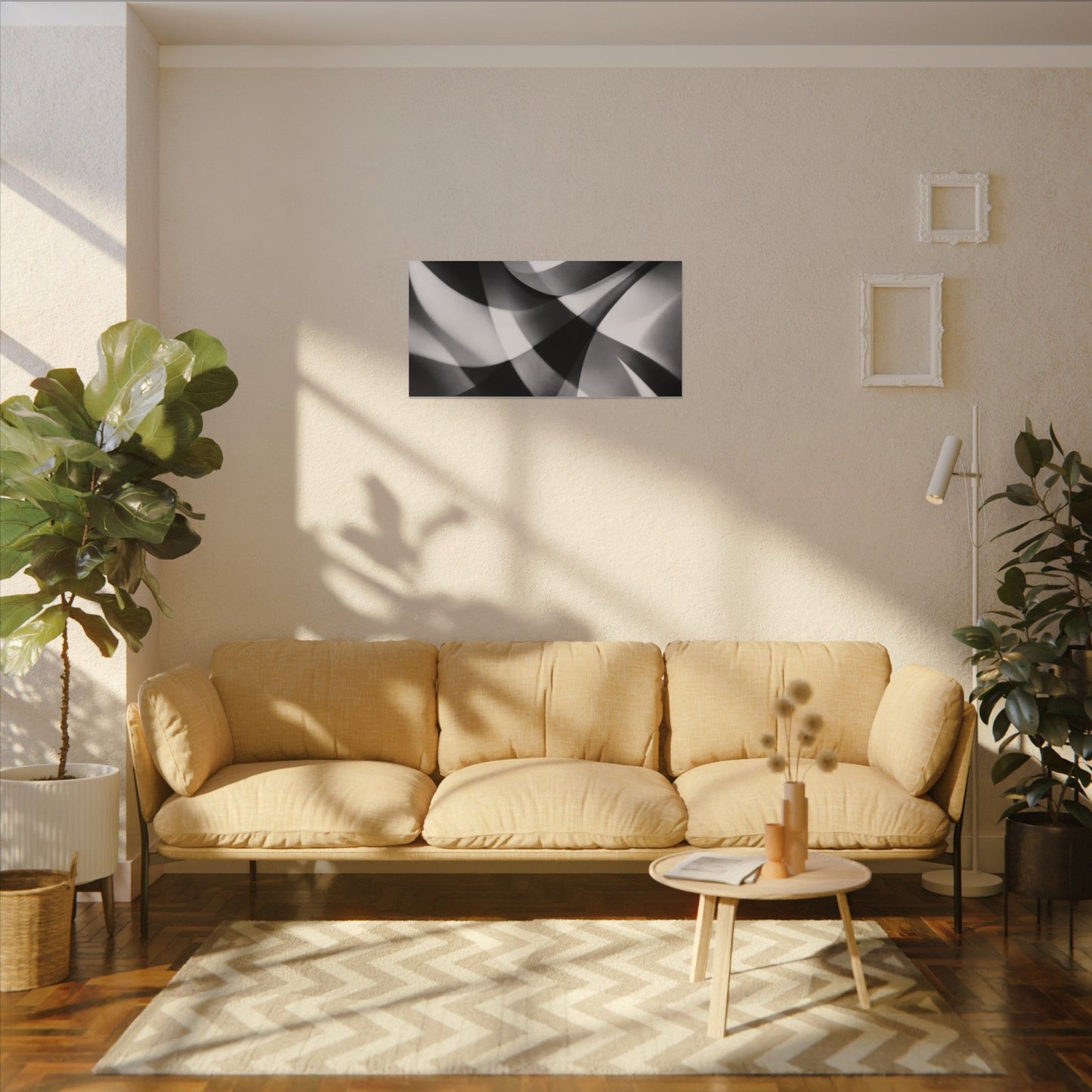 Abstract Black and White Swirl Matte Canvas