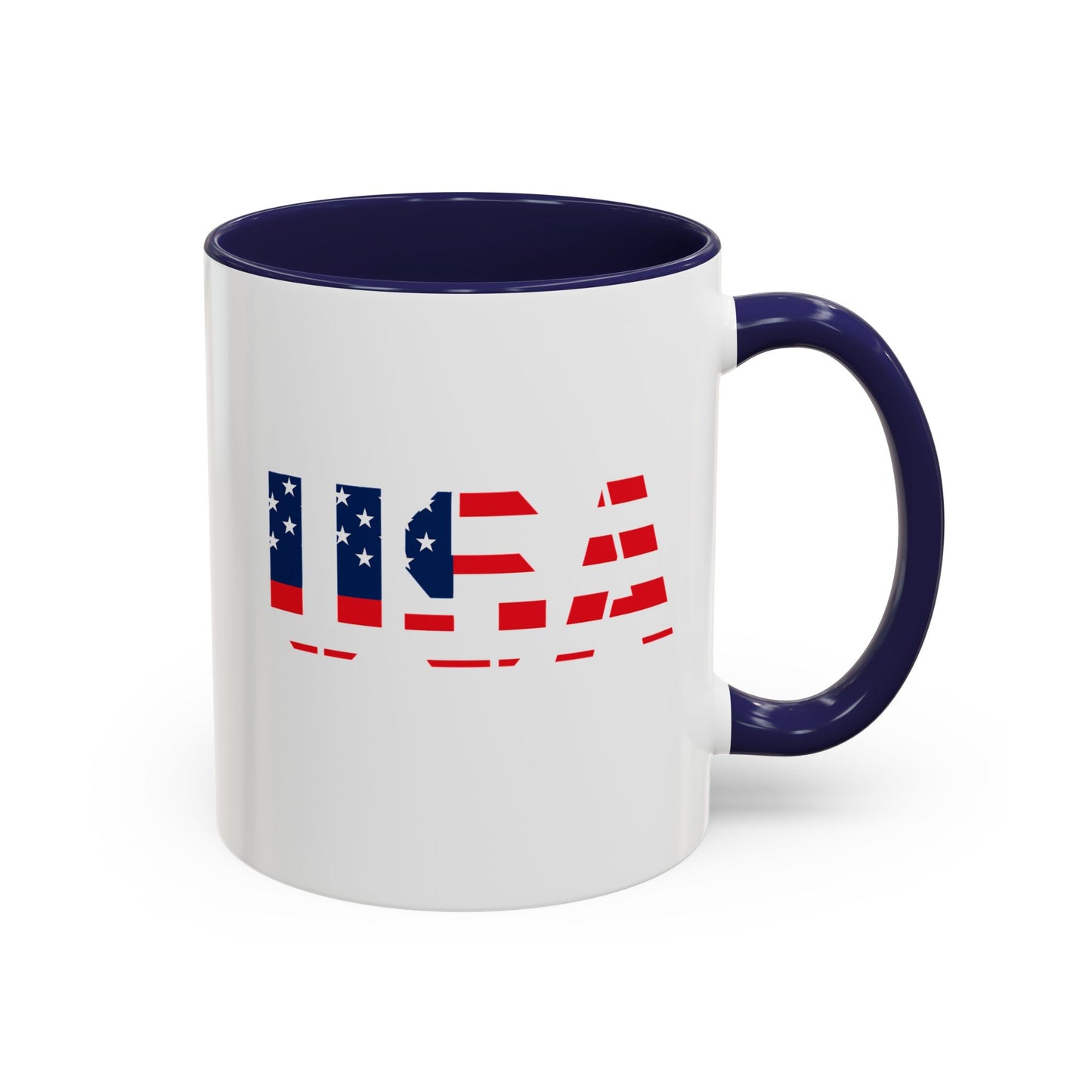 USA Flag Accent Coffee Mug — Patriotic 11/15oz Ceramic Coffee Cup
