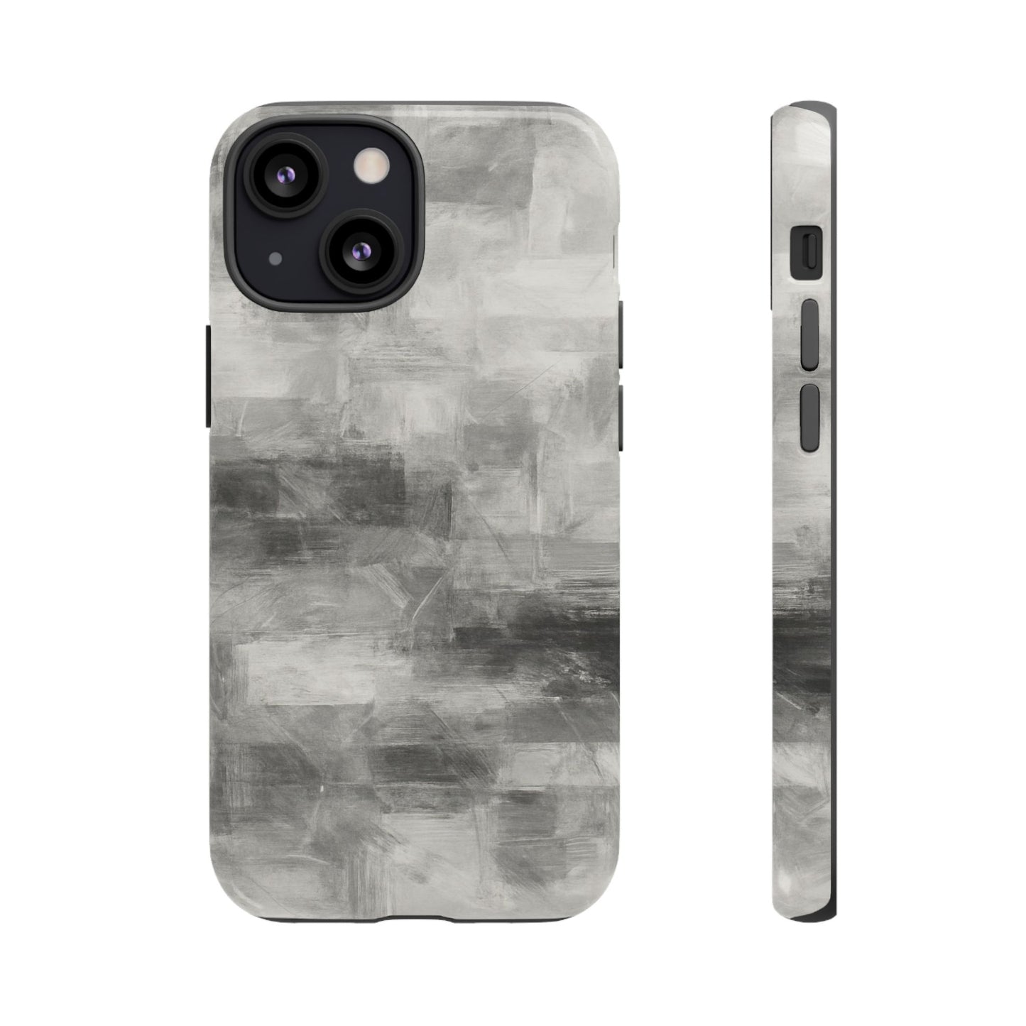 Abstract gray grid phone case for iPhone by Printify, showcasing a tough protective cover with geometric design.