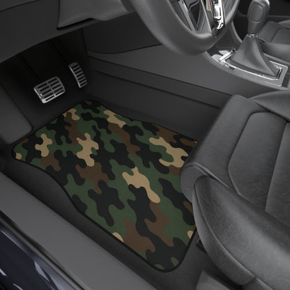 Camo Car Floor Mats (Set of 4) — Green Woodland Pattern