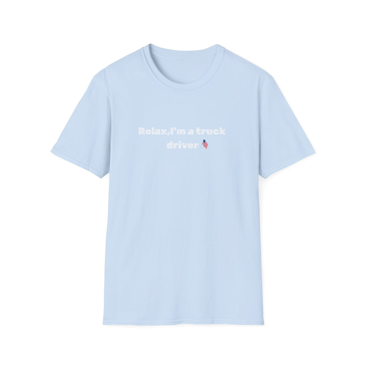 Pink heart and funny "Relax, I'm a Truck Driver" T-shirt by Printify, featuring casual trucker graphic on a comfortable tee.