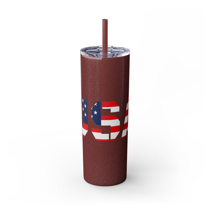 Skinny Tumbler — USA Flag 20oz Straw Tumbler (Patriotic Travel Cup)
