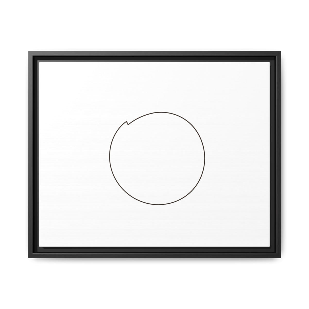 Framed matte canvas wall art featuring a minimal circular line design, perfect for modern home decor by Printify.