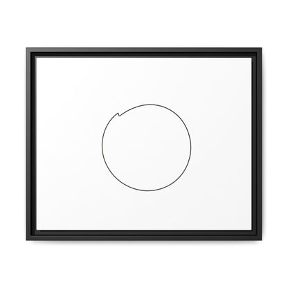 Framed matte canvas wall art featuring a minimal circular line design, perfect for modern home decor by Printify.