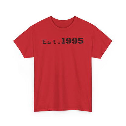Unisex Heavy Cotton Tee - Est. 1995, Vintage Birthday Gift, Customizable Tee, Retro Unisex Shirt, Casual Everyday Wear