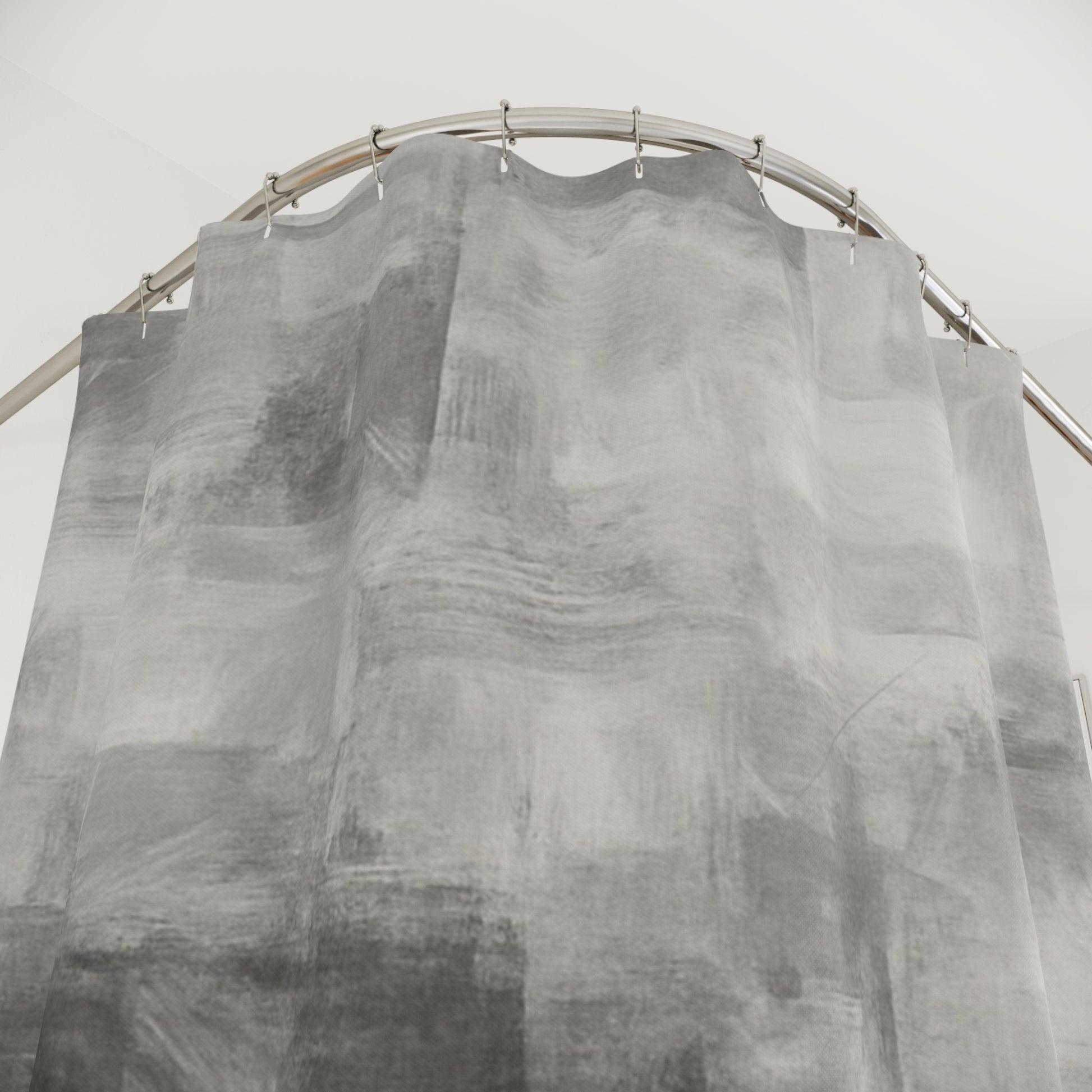 Abstract gray shower curtain from Printify featuring modern bathroom decor with a stylish, contemporary design.
