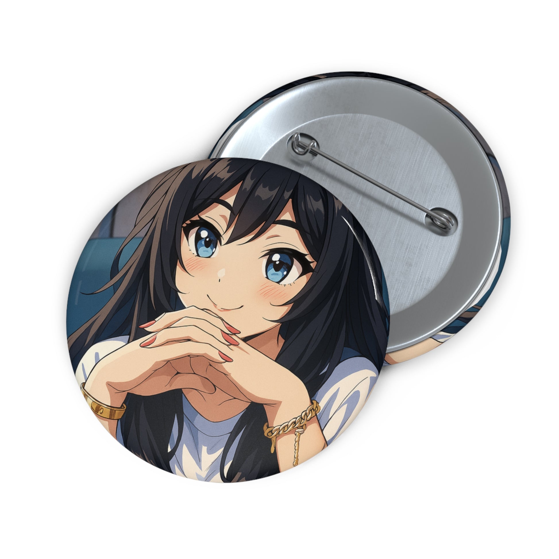 Anime Girl Illustration Pin Button | Custom Pin - TRV