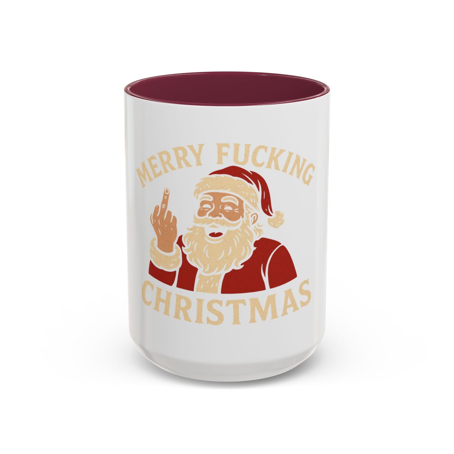 Merry Fucking Christmas Mug — Funny Santa Middle Finger Coffee Cup (11oz & 15oz)