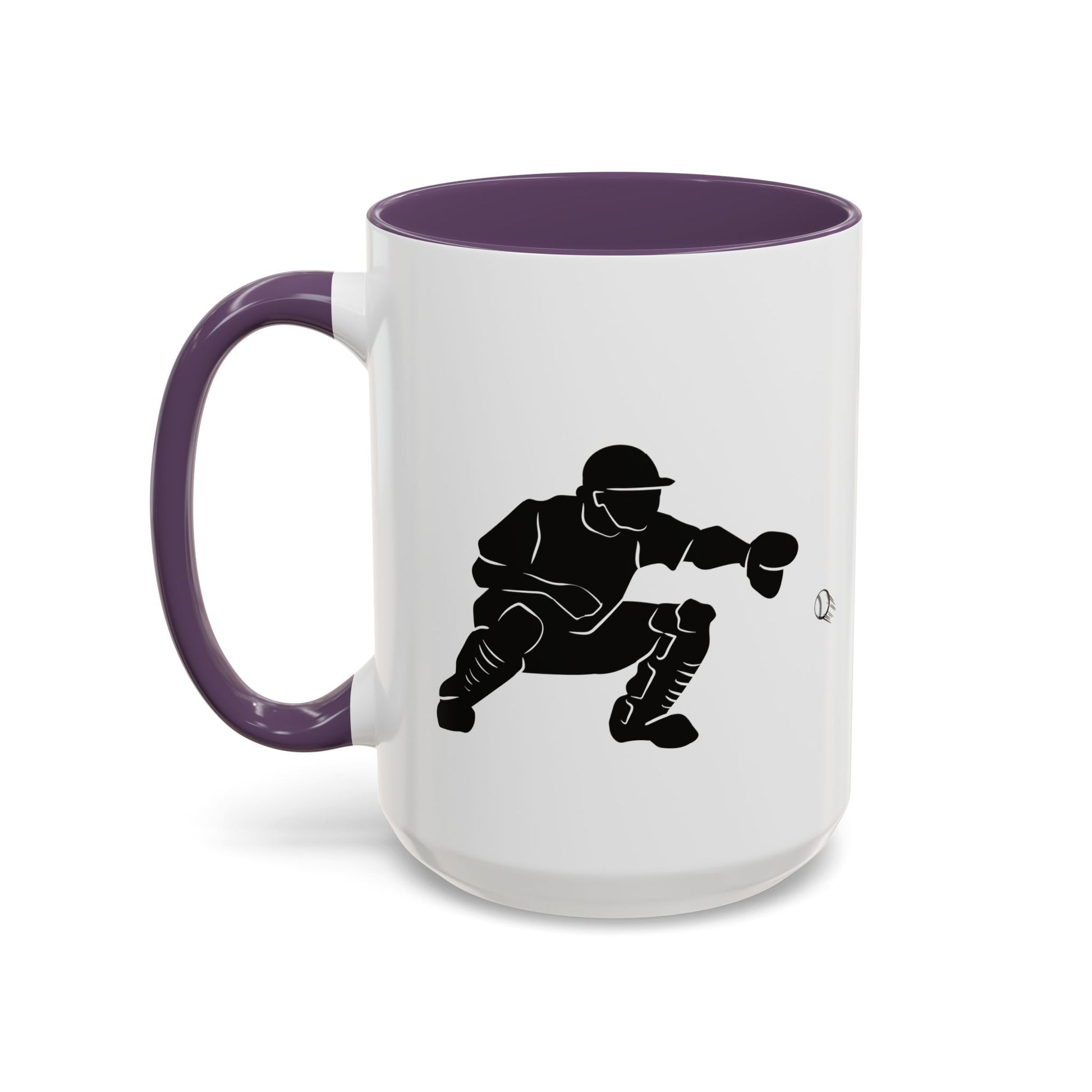 Baseball Catcher Coffee Mug, Sports Gift for Coaches, Black Accent Mug for Fans, Perfect for Birthdays & Celebrations, Unique Cup - TRV