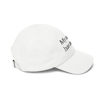 Dad Cap — "My anxiety has anxiety" Embroidered White Baseball Hat