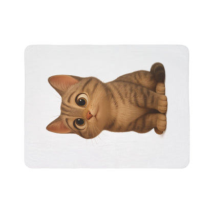 Soft Cozy Cat Sherpa Blanket by Printify featuring a warm throw with cat-themed design, perfect for cuddling or gift-giving.