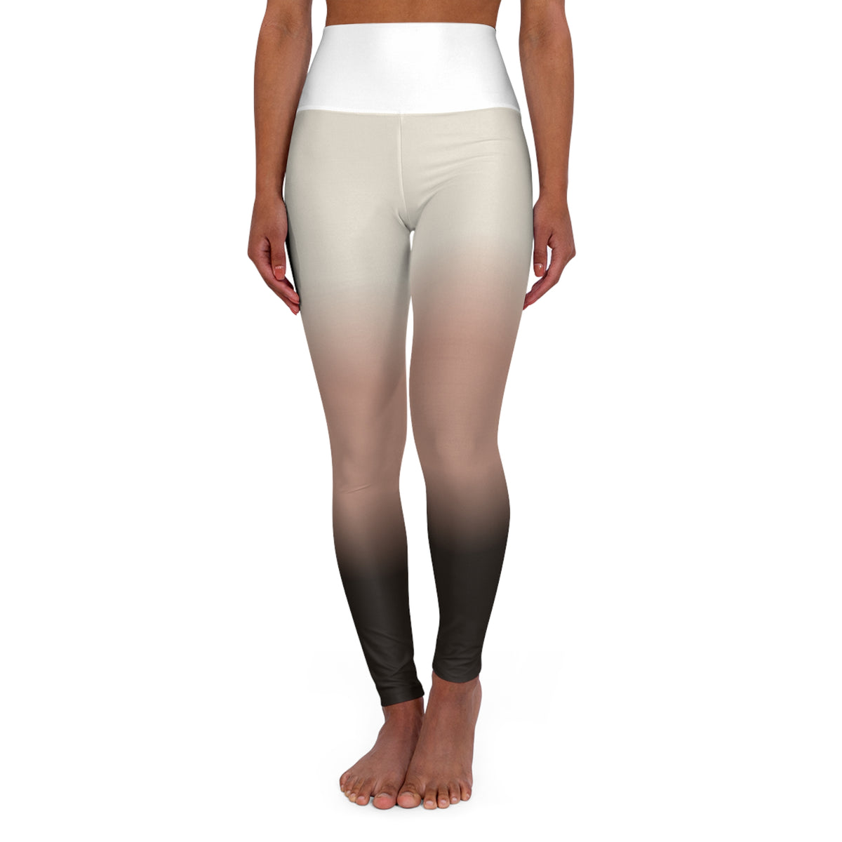 Ombre High-Waist Yoga Leggings — Gradient Neutral Activewear — high-waisted yoga leggings with soft ombré print and 4-way stretch fabric, front view