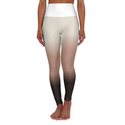 Ombre High-Waist Yoga Leggings — Gradient Neutral Activewear — high-waisted yoga leggings with soft ombré print and 4-way stretch fabric, front view