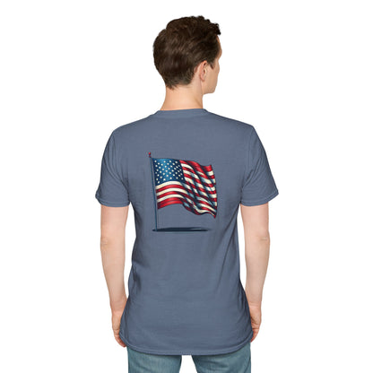 Patriotic Unisex Softstyle T-Shirt, American Flag Tee, USA Pride Shirt, Perfect for Independence Day, Casual Wear - TRV