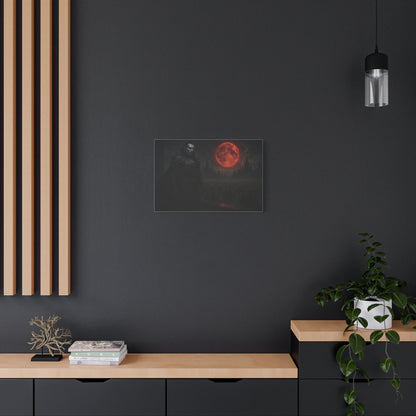 Red moon vampire lord matte canvas print featuring dark, gothic artwork on high-quality canvas, by Printify.