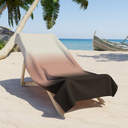Neutral ombre stripe beach towel by Printify featuring a gradient from sand to chocolate shades, with soft fabric and striped pattern.