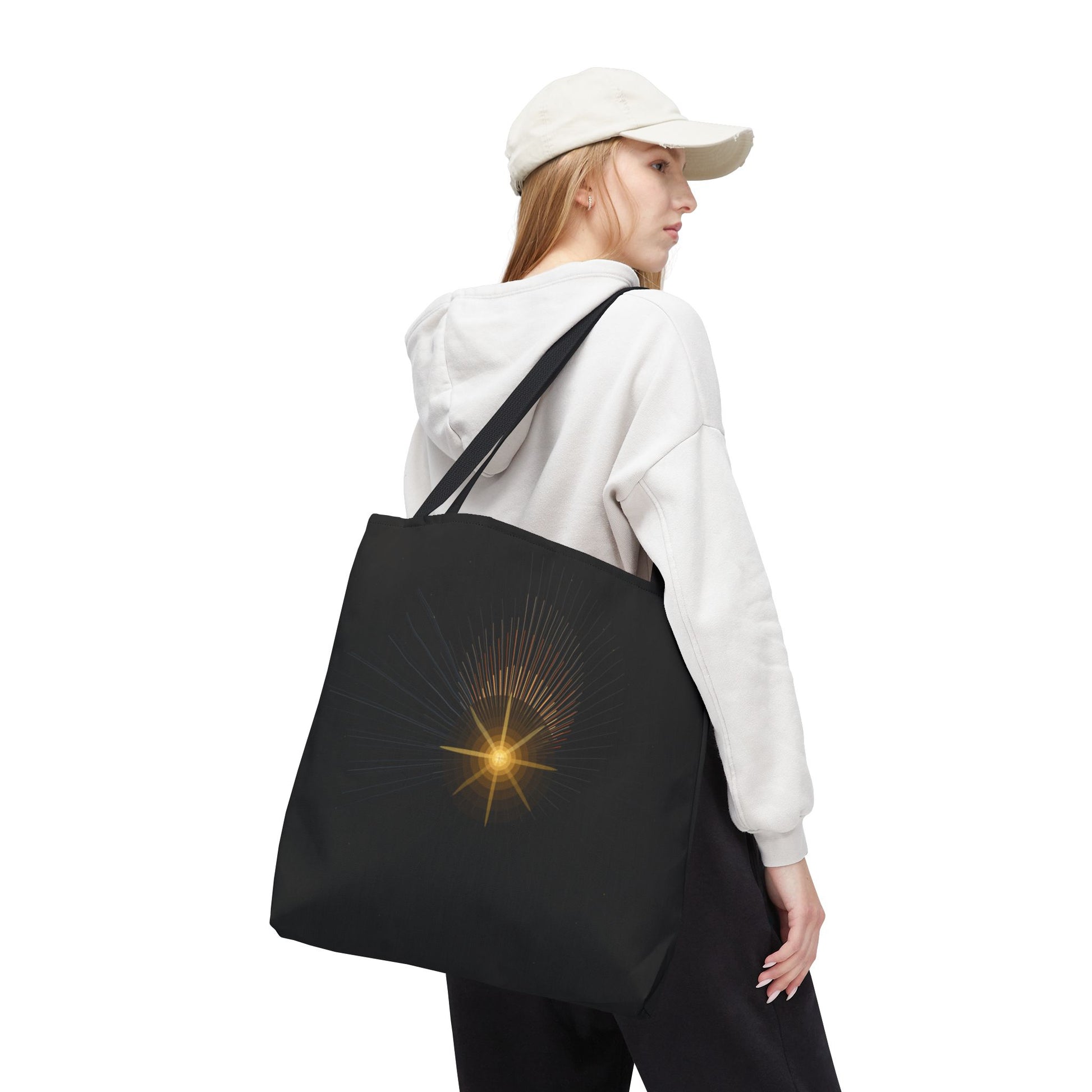 Radiant Starburst Tote Bag | Golden Light Celestial Design - TRV