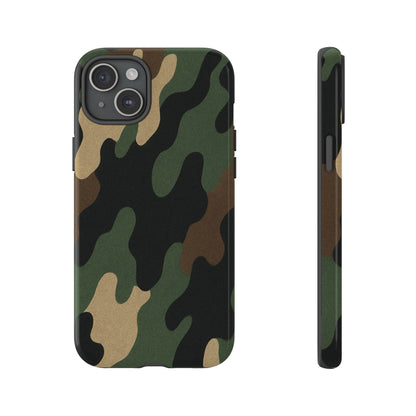 Military green camo tough phone case by Printify, rugged protective cover for smartphones with a durable design.