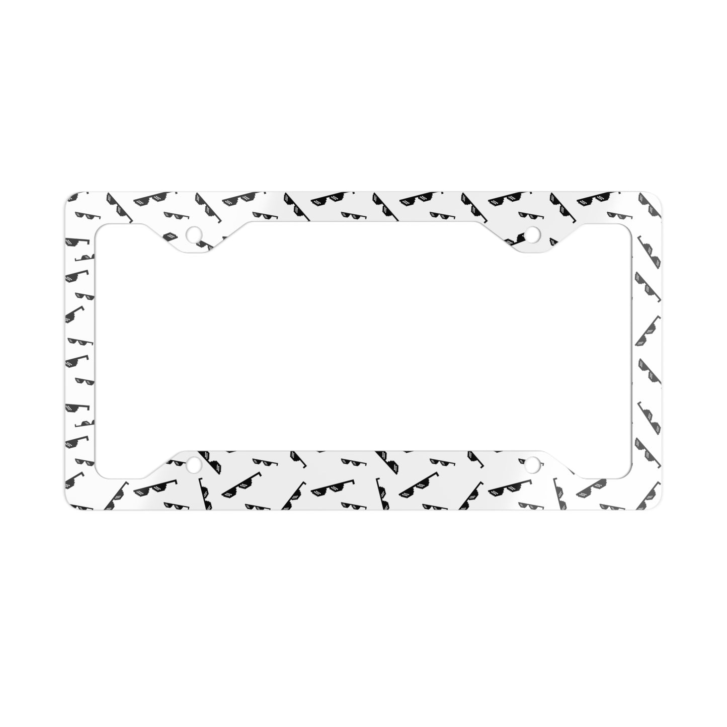 Metal License Plate Frame — Minimal Stainless Steel Car Frame (Sunglasses Pattern)