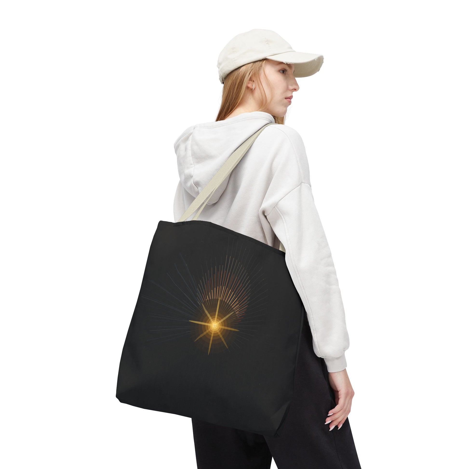 Radiant Starburst Tote Bag | Golden Light Celestial Design - TRV