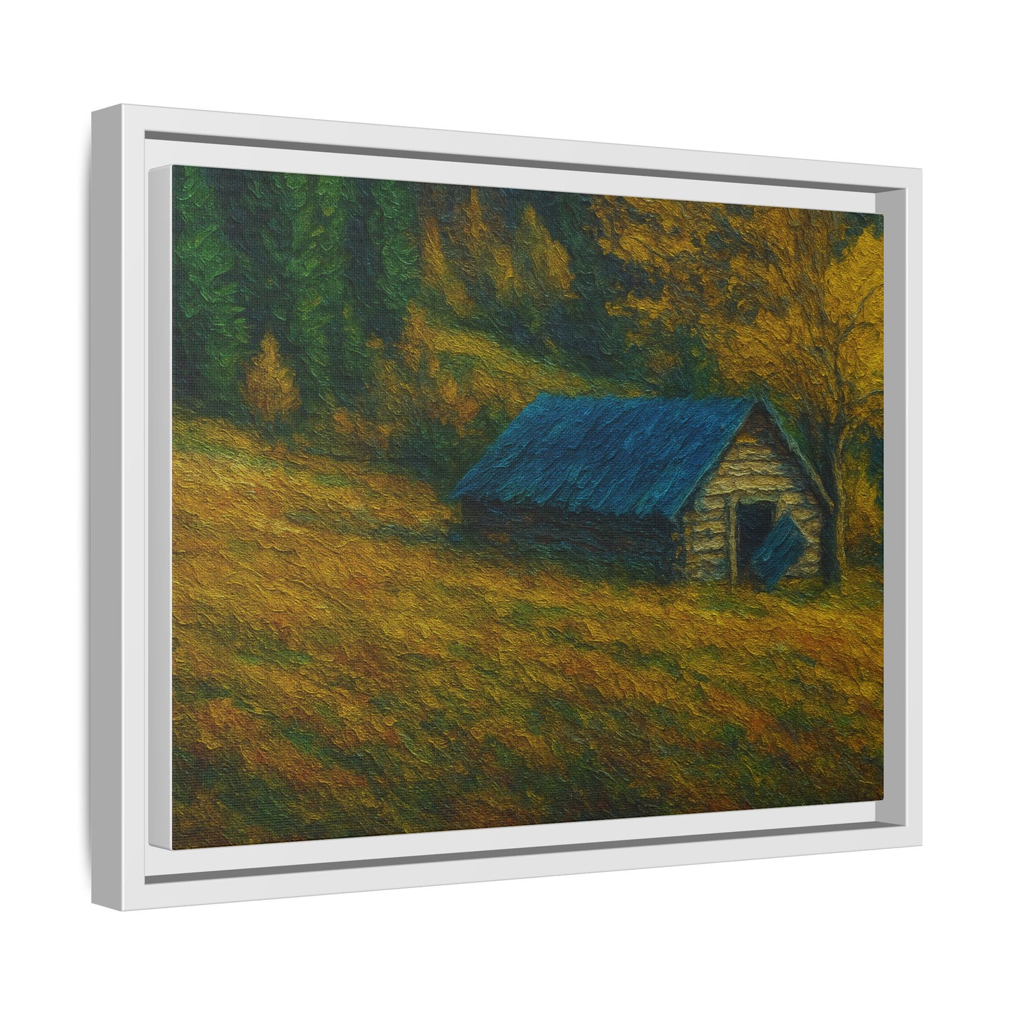 Framed Matte Canvas Print, Rustic Artwork, Farmhouse Decor, Nature Wall Art, Gift for Home, Autumn Decor, Landscape Painting