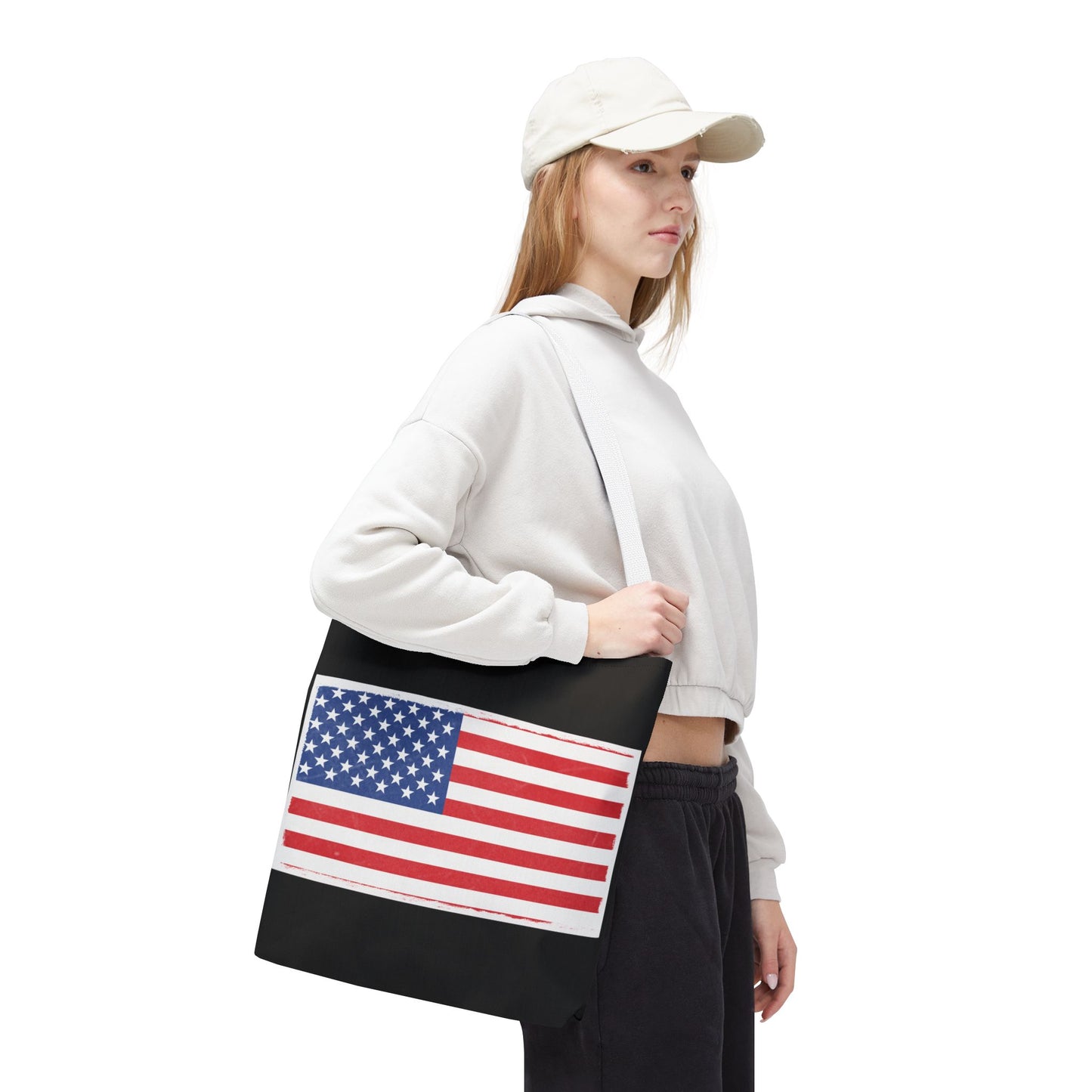 Patriotic Tote Bag, American Flag Carryall, Beach Bag, Reusable Shopping Tote, Independence Day Gift - TRV