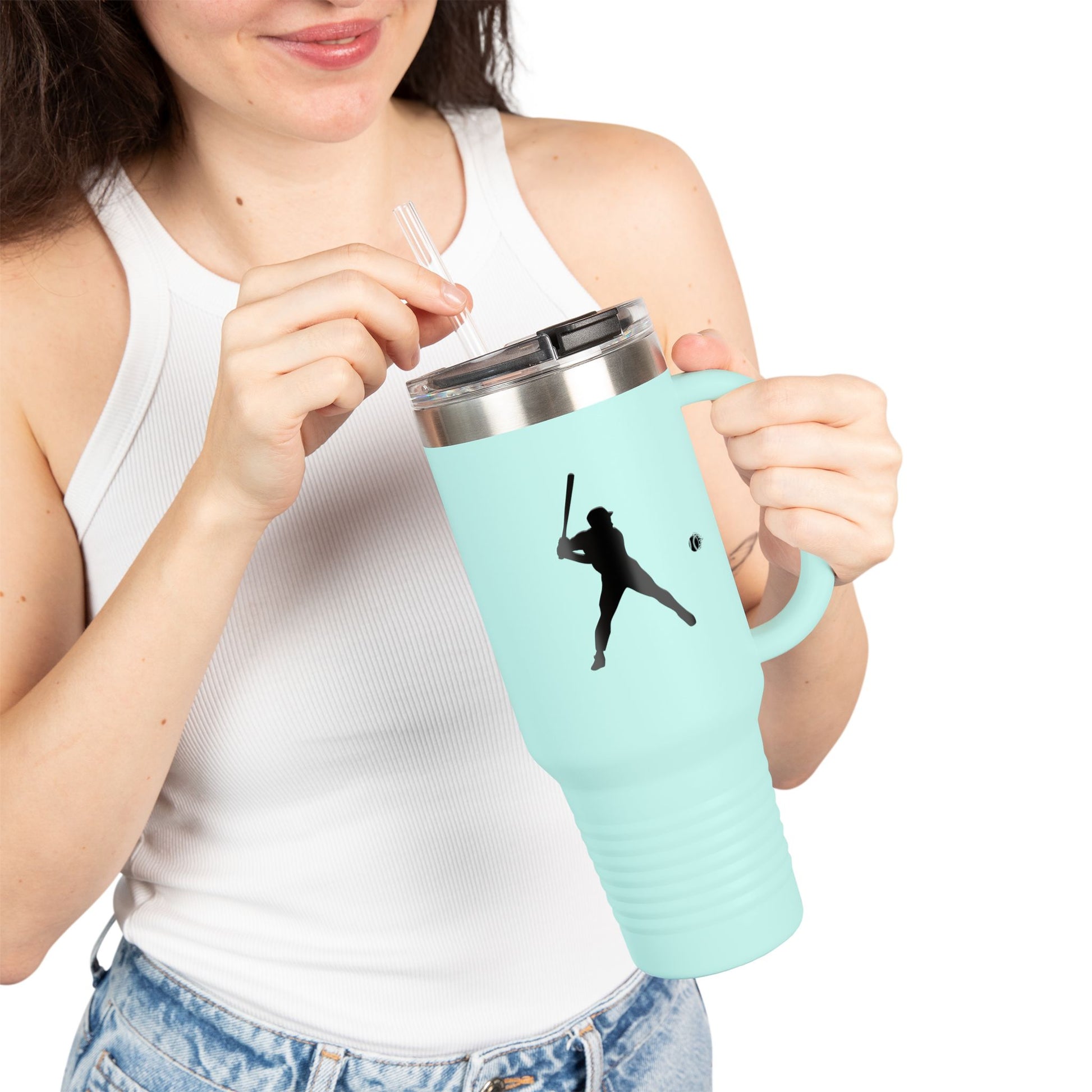 Baseball Player Insulated Travel Mug - 40oz, Sports Enthusiast Gift, Coffee Cup, Active Lifestyle, Personalized Mug, Custom Travel Tumbler - TRV