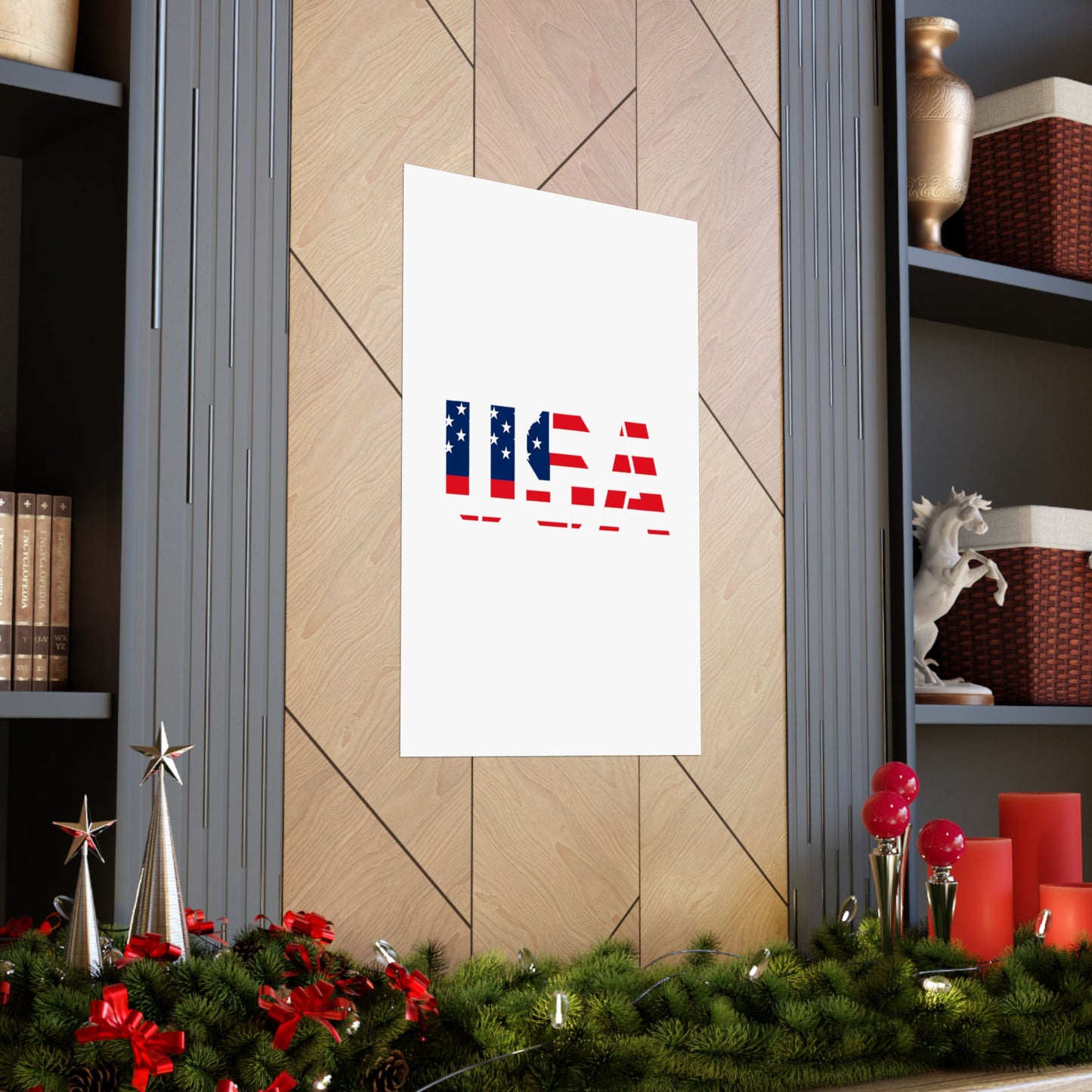 USA Patriotic Wall Art Poster, Red White Blue Home Decor, Fourth of July Decoration, American Flag Art, Independence Day Gift